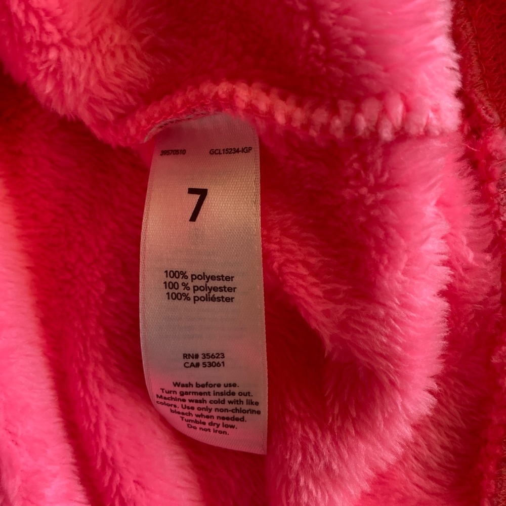 Girl's Carters Heart Design Hot Pink Fleece Pullover Sweater Size 7 - Picture 4 of 5